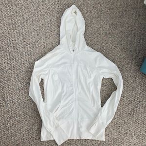 Bright white Lululemon zip up hoodie. Size 8